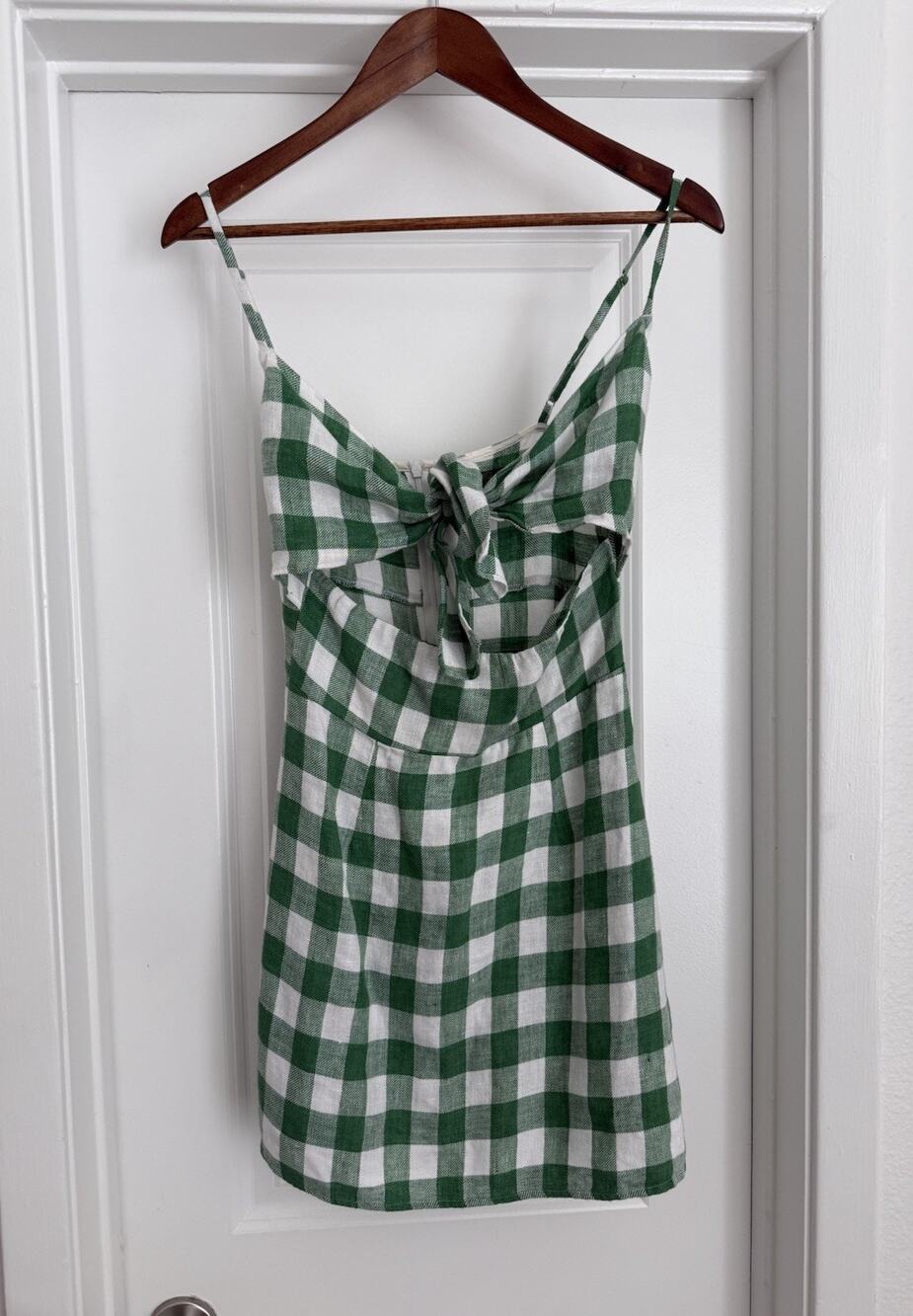 Reformation Sullivan Kelley Green Checkered Peekaboo Dress Size 4